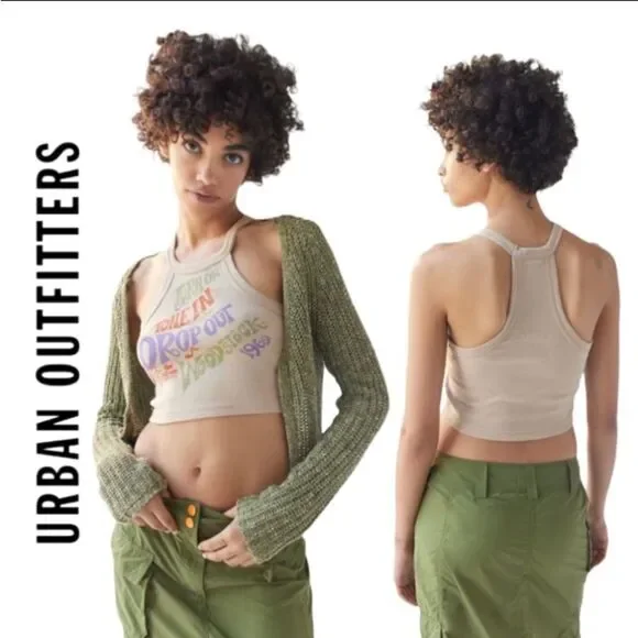 NEW Woodstock Urban Outfitters UO Tune In Cropped Cami Top M L - Picture 2 of 2
